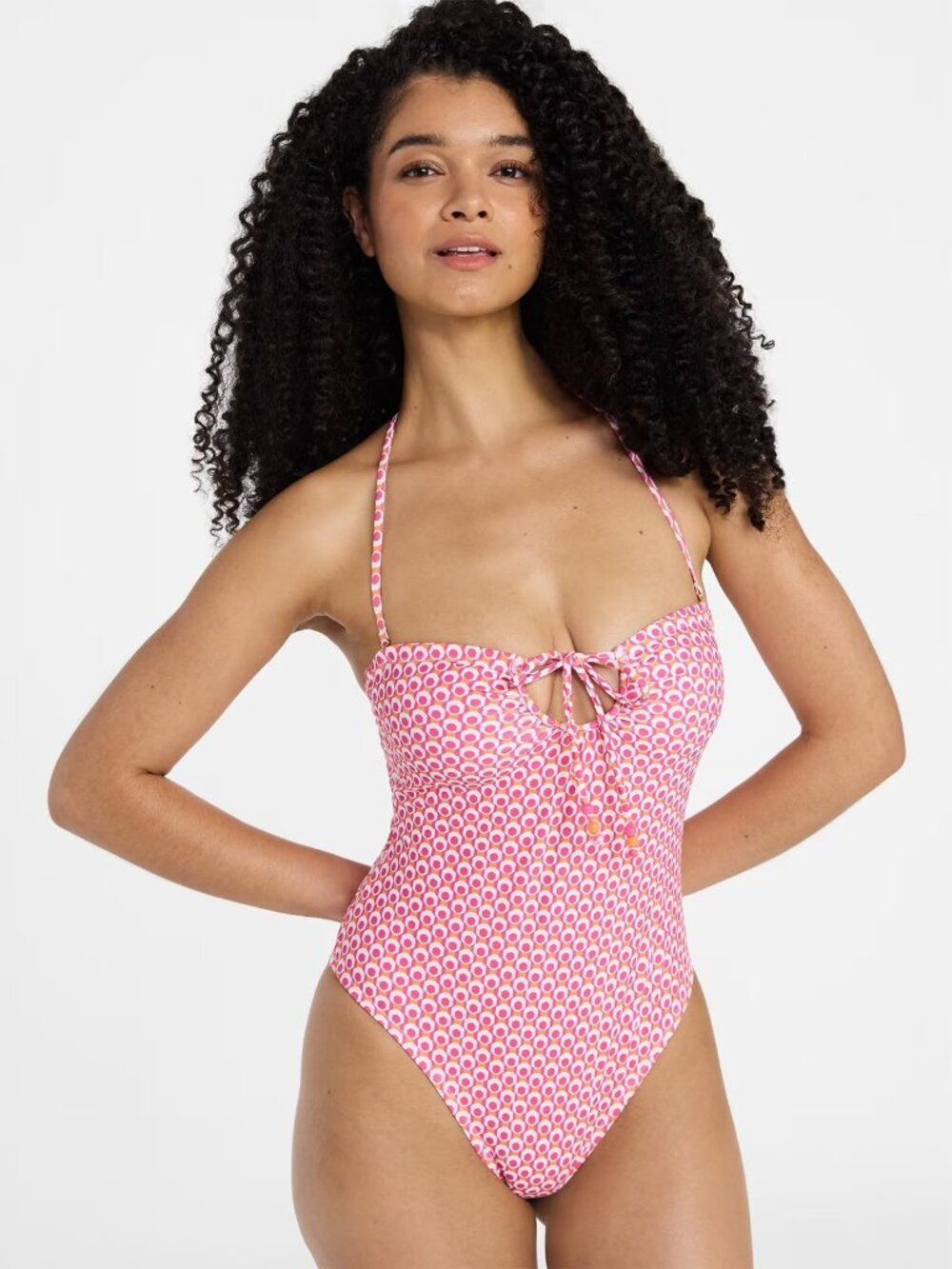 No Boundaries Keyhole One-Piece Swimsuit Pink Size XL NEW